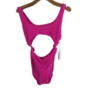 Good American Womens Always Fits Sculpt Monokini Swimsuit Hawaiian Pink L/XL NWT